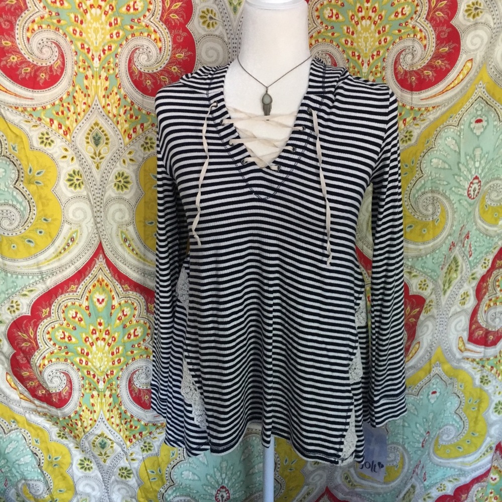 Striped Jersey Hooded Top